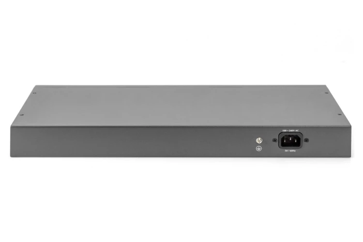 Digitus DN-95343 przełącznik sieciowy Nie zarządzany Fast Ethernet (10/100) Obsługa PoE 1U Czarny, Srebrny