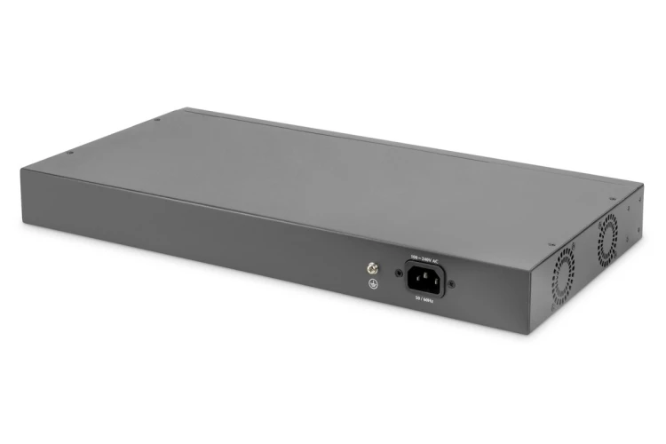Digitus DN-95343 przełącznik sieciowy Nie zarządzany Fast Ethernet (10/100) Obsługa PoE 1U Czarny, Srebrny