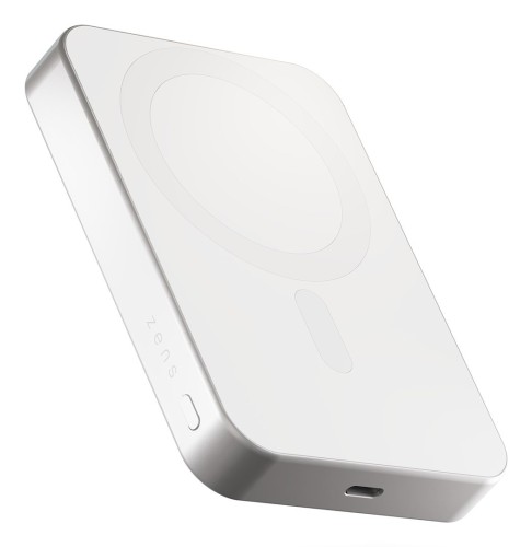 ZENS Slim Qi2 Aluminium Powerbank - magnetyczny powerbank 10000 mAh kompatybilny z MagSafe i Qi2 (white)