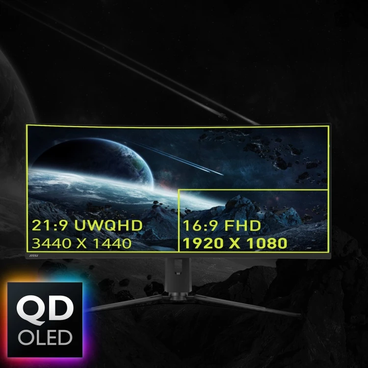 MSI MAG 341CQPDE QD-OLED monitor komputerowy 86,4 cm (34") 3440 x 1440 px UltraWide Quad HD Czarny