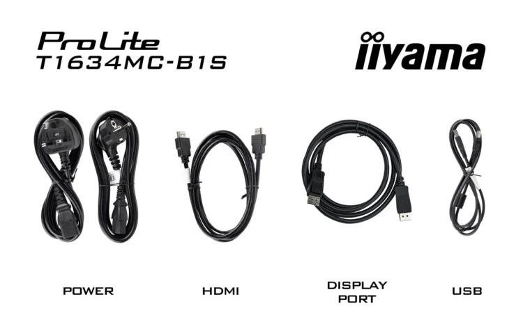 iiyama ProLite T1634MC-B1S monitor komputerowy 39,6 cm (15.6") 1920 x 1080 px Full HD LED Ekran dotykowy Czarny