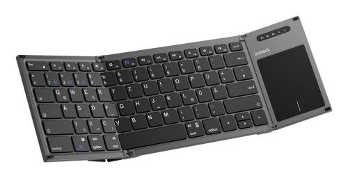 Inateck KB06101_STEEL GRAY klawiatura Dom RF Wireless + Bluetooth QWERTZ Angielski Czarny