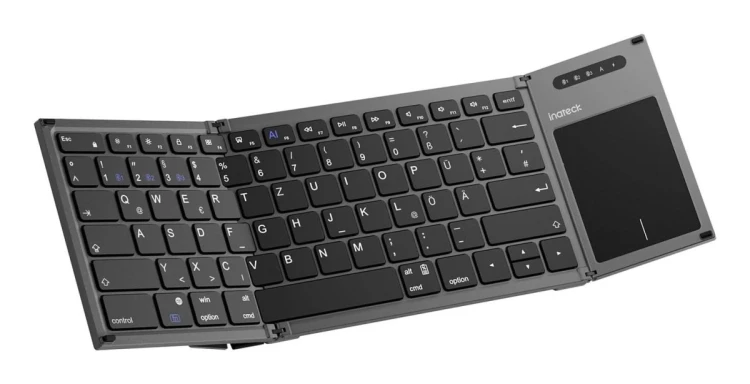 Inateck KB06101_STEEL GRAY klawiatura Dom RF Wireless + Bluetooth QWERTZ Angielski Czarny