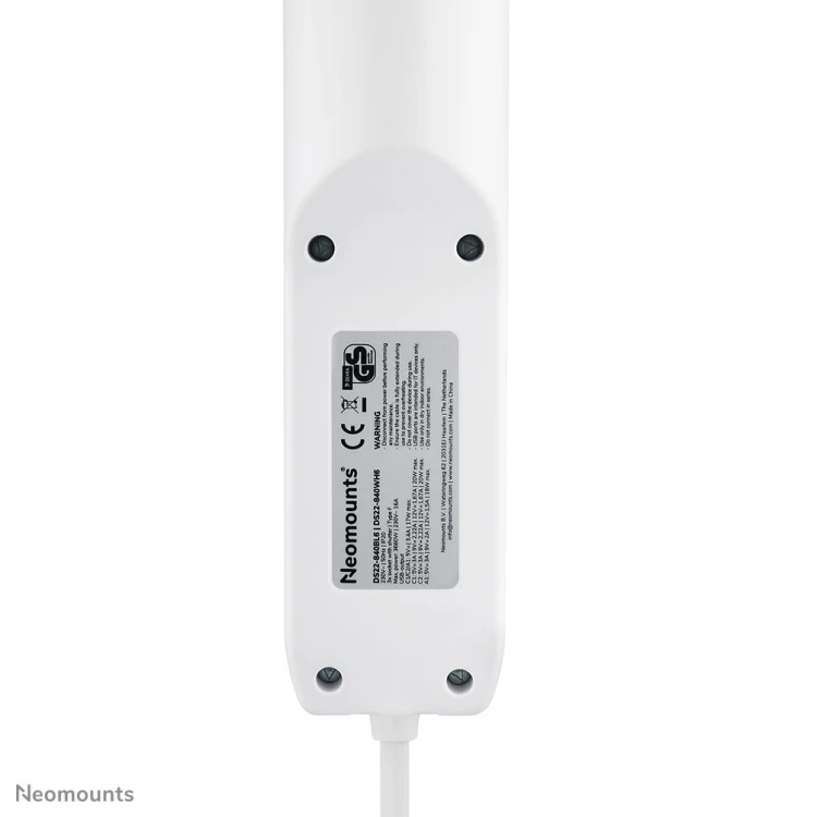 Neomounts DS22-840WH6 rozgałęziacz 1,4 m 3 x gniazdo sieciowe Wewnętrzna Biały