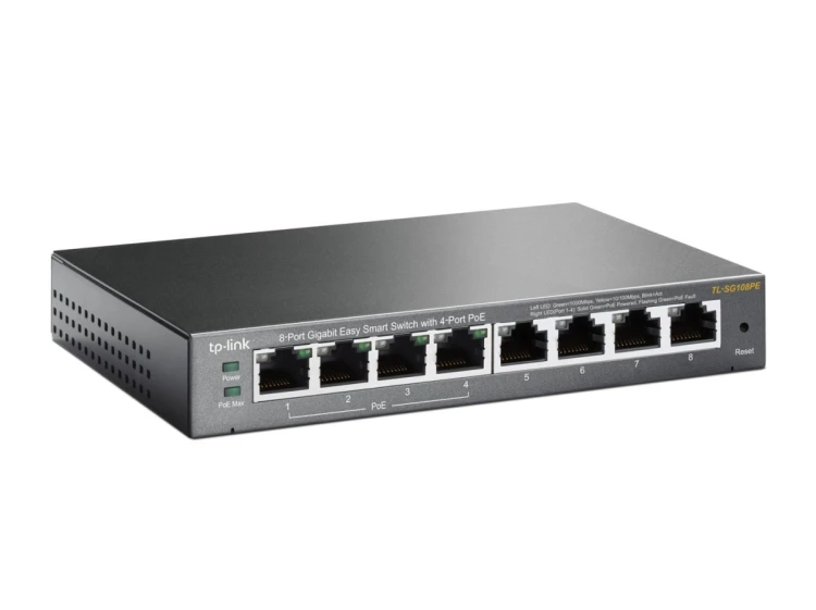 TP-Link TL-SG108PE Zarządzany L2 Gigabit Ethernet (10/100/1000) Obsługa PoE Czarny