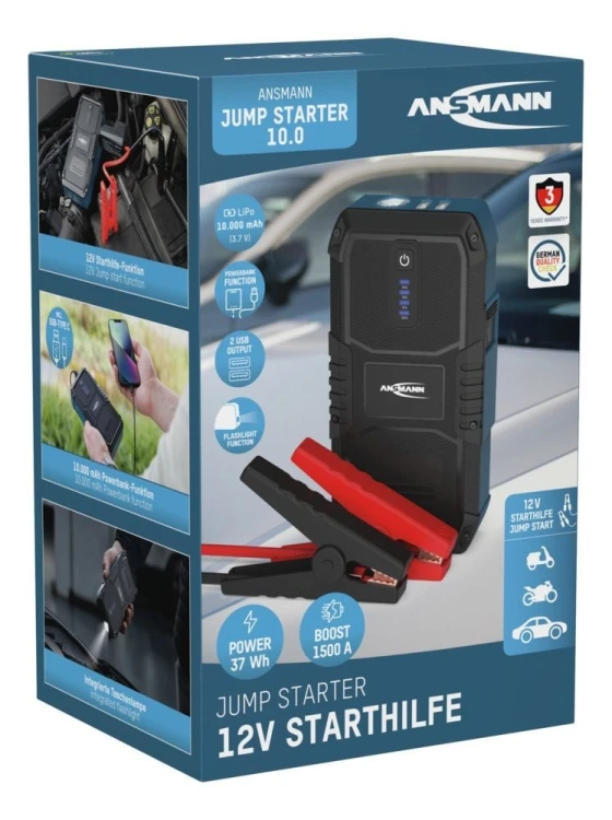 Rozrusznik akumulatorowy ANSMANN 10.0 Latarka Powerbank 37Wh 12V
