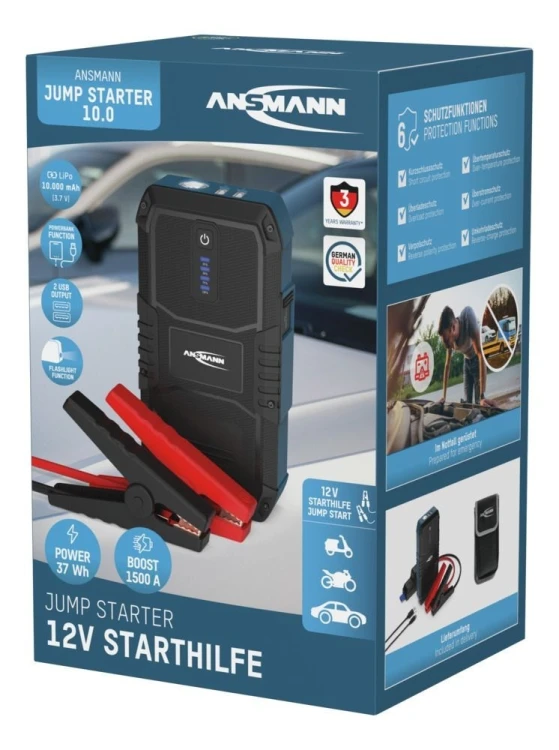 Rozrusznik akumulatorowy ANSMANN 10.0 Latarka Powerbank 37Wh 12V