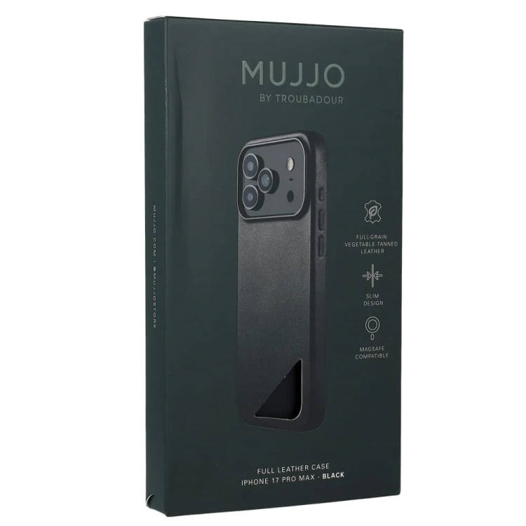 Mujjo Full Leather Case Etui do iPhone 17 Pro Max, Czarny