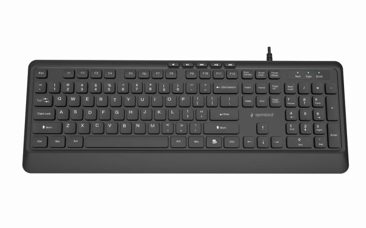GEMBIRD KLAWIATURA PRZEWODOWA MULTIMEDIALNA SLIM, USB 5 KLAWISZY HOTKEYS, US LAYOUT, CZARNA