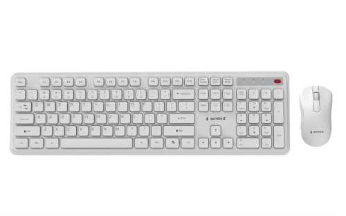 GEMBIRD BEZPRZEWODOWY ZESTAW KLAWIATURY + MYSZ SLIM PRO BUSINESS NA BIURKO,BIAŁY, UKŁAD US