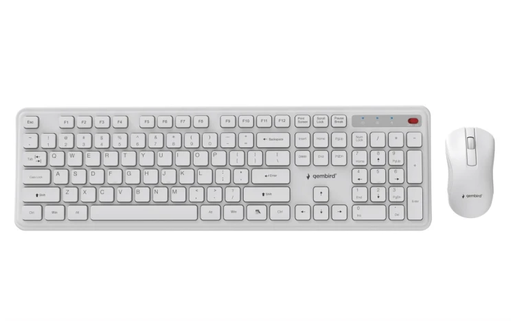 GEMBIRD BEZPRZEWODOWY ZESTAW KLAWIATURY + MYSZ SLIM PRO BUSINESS NA BIURKO,BIAŁY, UKŁAD US