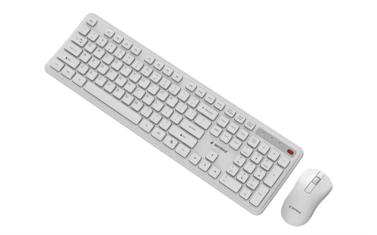 GEMBIRD BEZPRZEWODOWY ZESTAW KLAWIATURY + MYSZ SLIM PRO BUSINESS NA BIURKO,BIAŁY, UKŁAD US