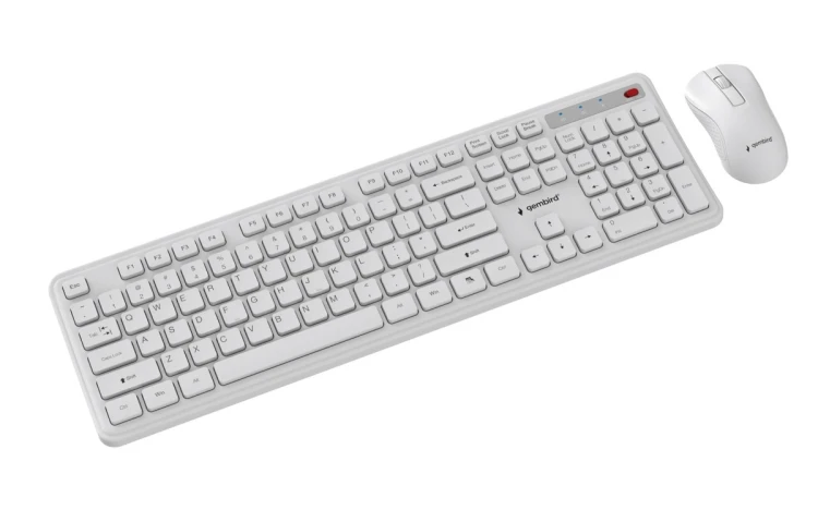 GEMBIRD BEZPRZEWODOWY ZESTAW KLAWIATURY + MYSZ SLIM PRO BUSINESS NA BIURKO,BIAŁY, UKŁAD US