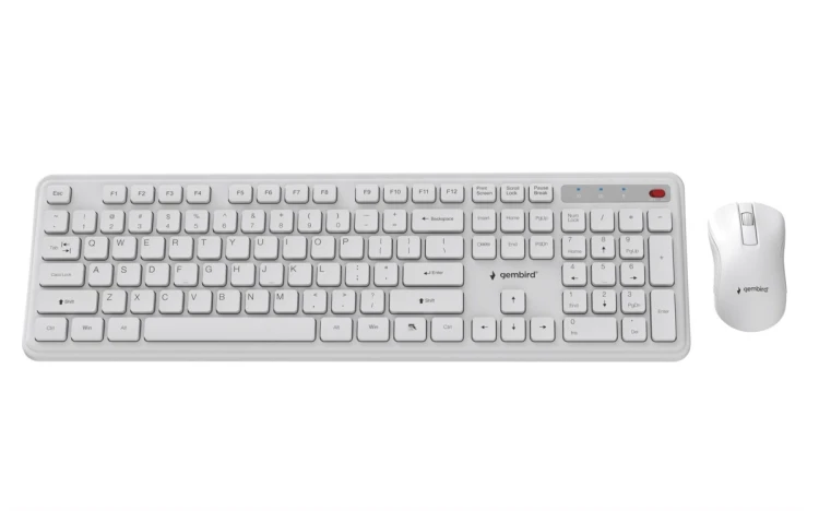 GEMBIRD BEZPRZEWODOWY ZESTAW KLAWIATURY + MYSZ SLIM PRO BUSINESS NA BIURKO,BIAŁY, UKŁAD US