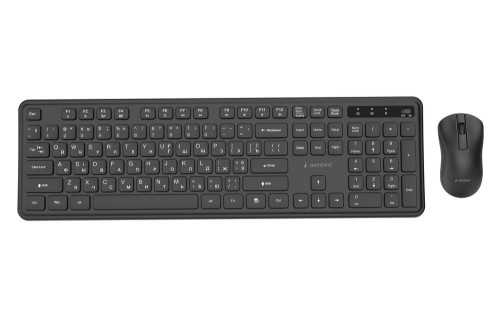 GEMBIRD BEZPRZEWODOWY ZESTAW KLAWIATURY + MYSZ SLIM PRO BUSINESS NA BIURKO, CZARNY, UKŁAD RU