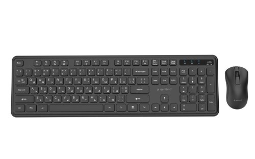 GEMBIRD BEZPRZEWODOWY ZESTAW KLAWIATURY + MYSZ SLIM PRO BUSINESS NA BIURKO, CZARNY, UKŁAD RU