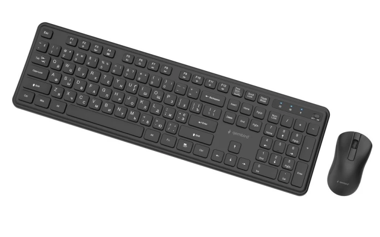 GEMBIRD BEZPRZEWODOWY ZESTAW KLAWIATURY + MYSZ SLIM PRO BUSINESS NA BIURKO, CZARNY, UKŁAD RU