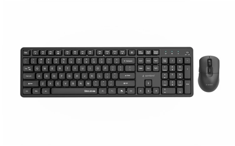 GEMBIRD BEZPRZEWODOWY ZESTAW KLAWIATURY + MYSZ SILENT KEY PRO BUSINESS, CZARNY, UKŁAD US