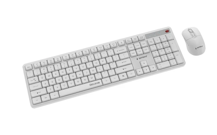 GEMBIRD BEZPRZEWODOWY ZESTAW KLAWIATURY + MYSZ SILENT KEY PRO BUSINESS, BIAŁY, UKŁAD US