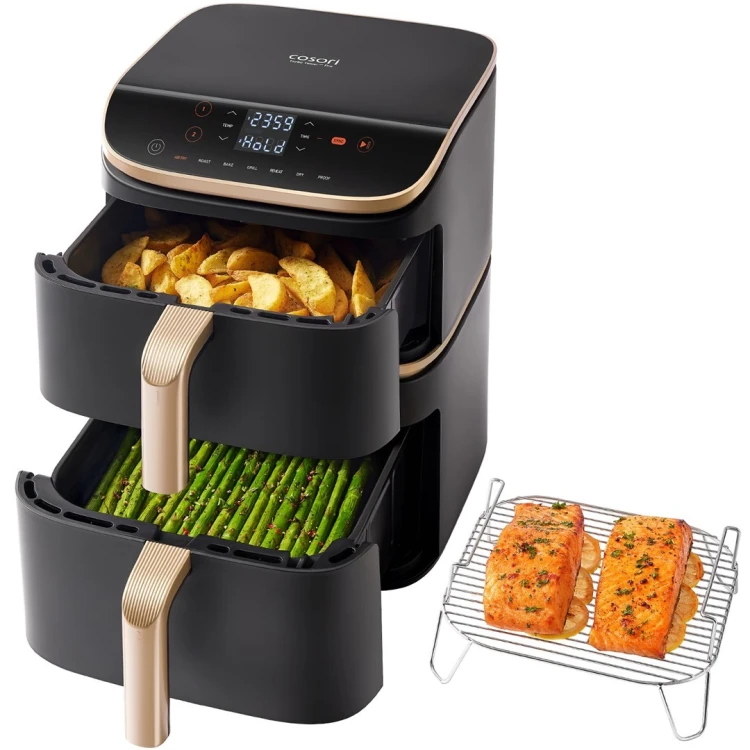 Cosori Turbo Tower Pro Smart Pojedyńczy 10,8 l Autonomiczny 2630 W Frytkownica na gorące powietrze Czarny, Złoto