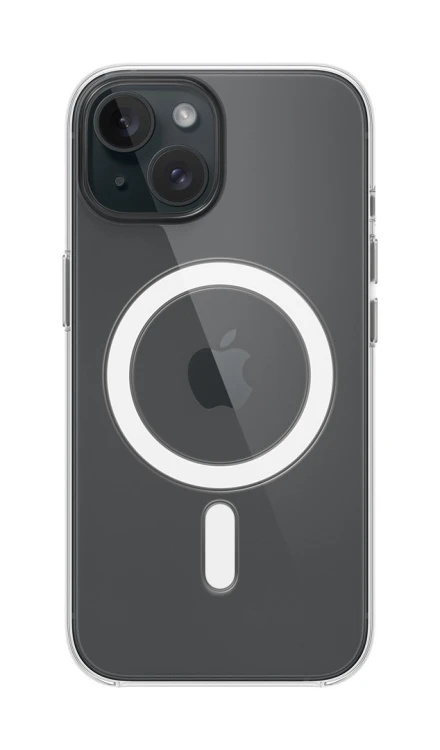 Apple - Obudowa tylna do telefonu komórkowego - Kompatybilna z MagSafe - Poliwęglan - Przezroczysta - do iPhone 15 (MXRK3ZM/A)