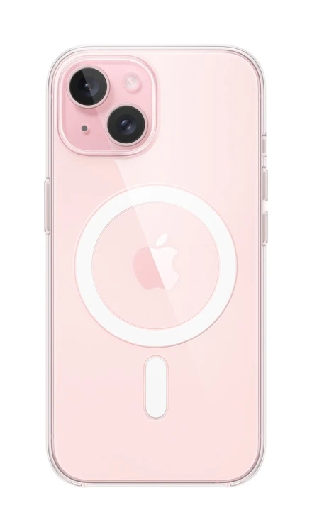 Apple - Obudowa tylna do telefonu komórkowego - Kompatybilna z MagSafe - Poliwęglan - Przezroczysta - do iPhone 15 (MXRK3ZM/A)