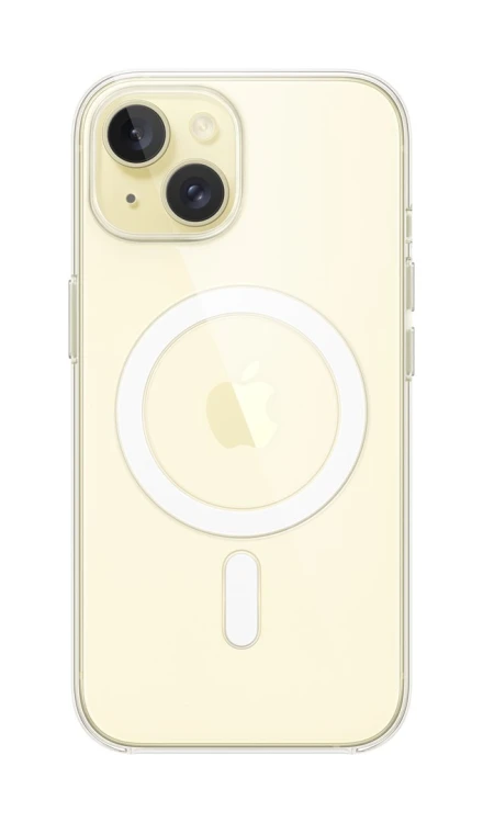 Apple - Obudowa tylna do telefonu komórkowego - Kompatybilna z MagSafe - Poliwęglan - Przezroczysta - do iPhone 15 (MXRK3ZM/A)