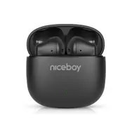 Niceboy Beans 4 POP czarne / Słuchawki bezprzewodowe z mikrofonem / Bluetooth 5.4 / IPX4 / etui ładujące