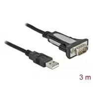 DeLOCK 65962 kabel równoległy Czarny 3 m USB Typu-A DB-9