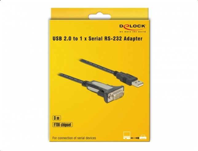 DeLOCK 65962 kabel równoległy Czarny 3 m USB Typu-A DB-9