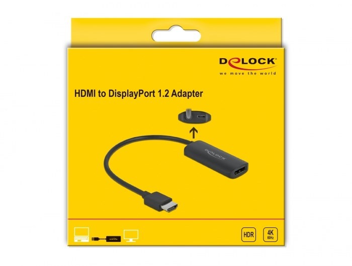 DeLOCK Adapter HDMI-A męski > DisplayPort żeński czarny