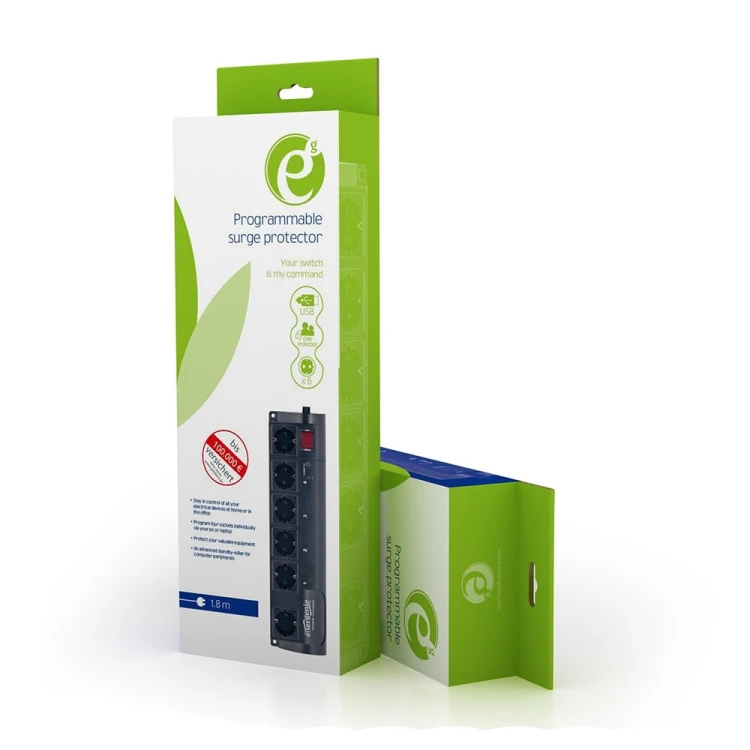 EnerGenie EG-PMS2 ochrona przeciwprzepięciowa Czarny 6 x gniazdo sieciowe 220 – 230