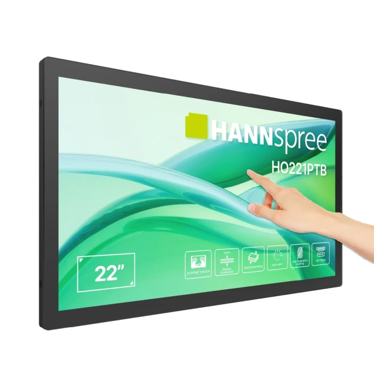 Hannspree HO221PTB signage display Płaski panel Digital Signage 54,5 cm (21.4") LCD 600 cd/m2 Full HD Czarny Ekran dotykowy