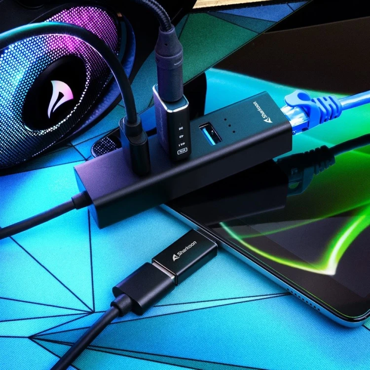 Sharkoon 4044951037575 stacja dokująca Bezprzewodowy USB 3.2 Gen 1 (3.1 Gen 1) Type-C Czarny