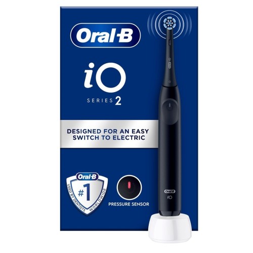 Elektryczna szczoteczka do zębów Oral-B iO2, z czujnikiem nacisku, akumulatorowa, dla dorosłych, 1 główka szczoteczki, 3 tryby szczotkowania, czarna