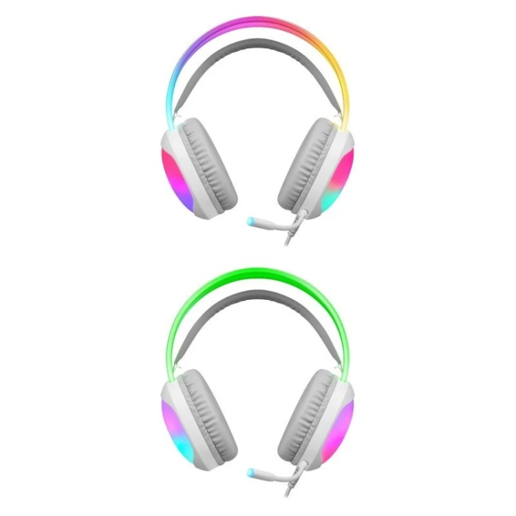 DEFENDER SŁUCHAWKI Z MIKROFONEM ECLIPSE RGB BIAŁE 62440