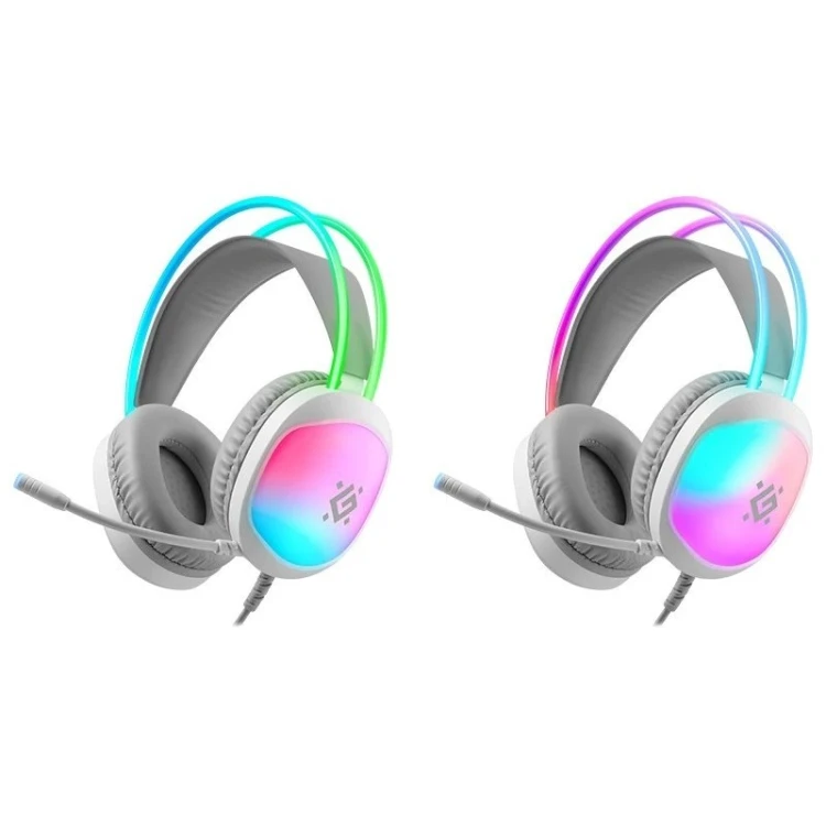 DEFENDER SŁUCHAWKI Z MIKROFONEM ECLIPSE RGB BIAŁE 62440