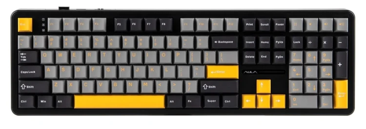 Klawiatura gasket F108 Gray+Orange+Deep Gray Volcano switch RGB AULA