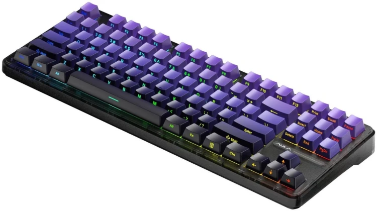 Klawiatura gasket F87 Pro Purple Black Gradient GrayWoodV4 switch RGB AULA