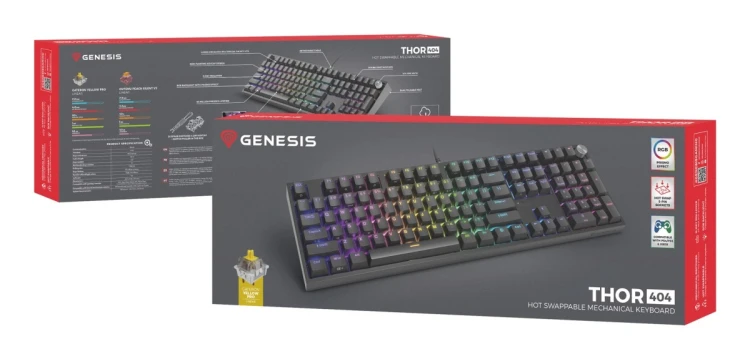 Klawiatura GENESIS THOR 404 USB QWERTY Angielski Czarny
