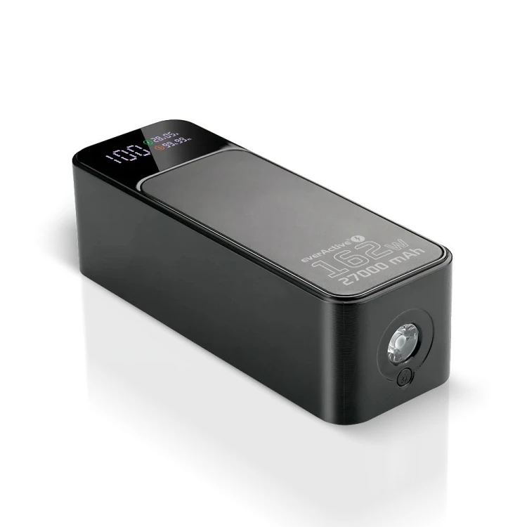 EVERACTIVE POWERBANK 27 000MAH, 1X USB, 2X USB-C, 162,5W, QC4+, WBUDOWANA LATARKA, WYŚWIETLACZ LCD, CZARNY EB-27Q