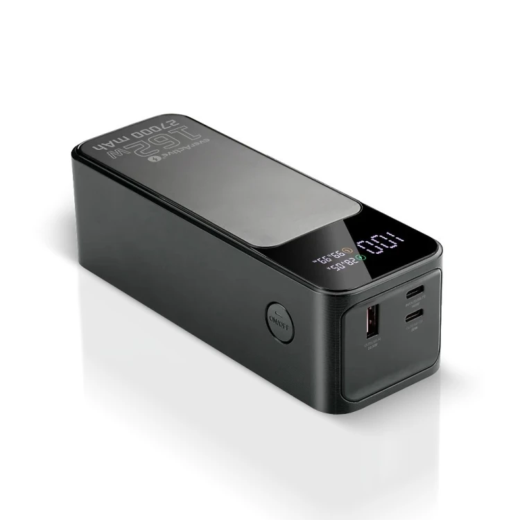 EVERACTIVE POWERBANK 27 000MAH, 1X USB, 2X USB-C, 162,5W, QC4+, WBUDOWANA LATARKA, WYŚWIETLACZ LCD, CZARNY EB-27Q