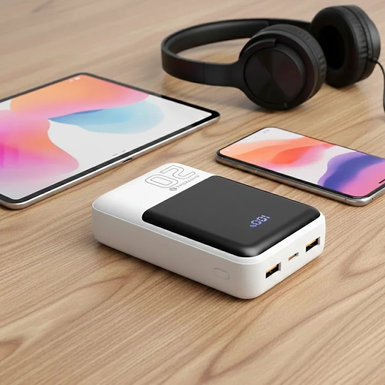 EVERACTIVE POWERBANK 20 000MAH, 2X USB, 1X USB-C 22,5W, QC4+, WYŚWIETLACZ LCD, BIAŁY EB-20Q
