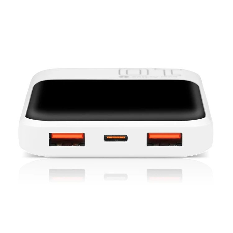 EVERACTIVE POWERBANK 10 000MAH, 2X USB, 1X USB-C 22,5W, QC4+, WYŚWIETLACZ LCD, BIAŁY EB-10Q