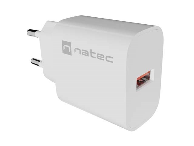 NATEC ŁADOWARKA SIECIOWA RIBERA 1X USB-A 18W BIAŁA