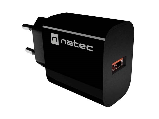NATEC ŁADOWARKA SIECIOWA RIBERA 1X USB-A 18W CZARN