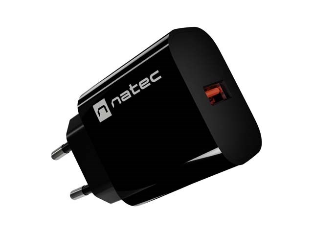 NATEC ŁADOWARKA SIECIOWA RIBERA 1X USB-A 18W CZARN