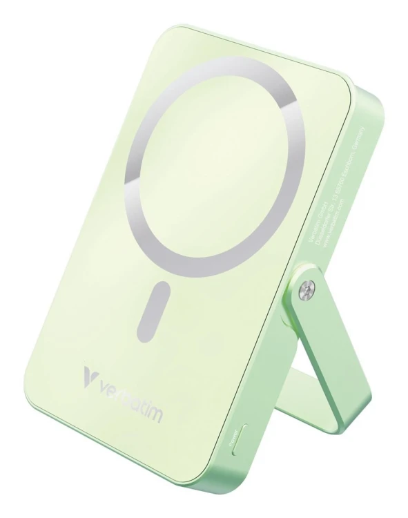 Verbatim Charge 'n' Go Magnetic Wireless Litowo-polimerowy (LiPo) 10000 mAh Bezprzewodowe ładowanie Zielony