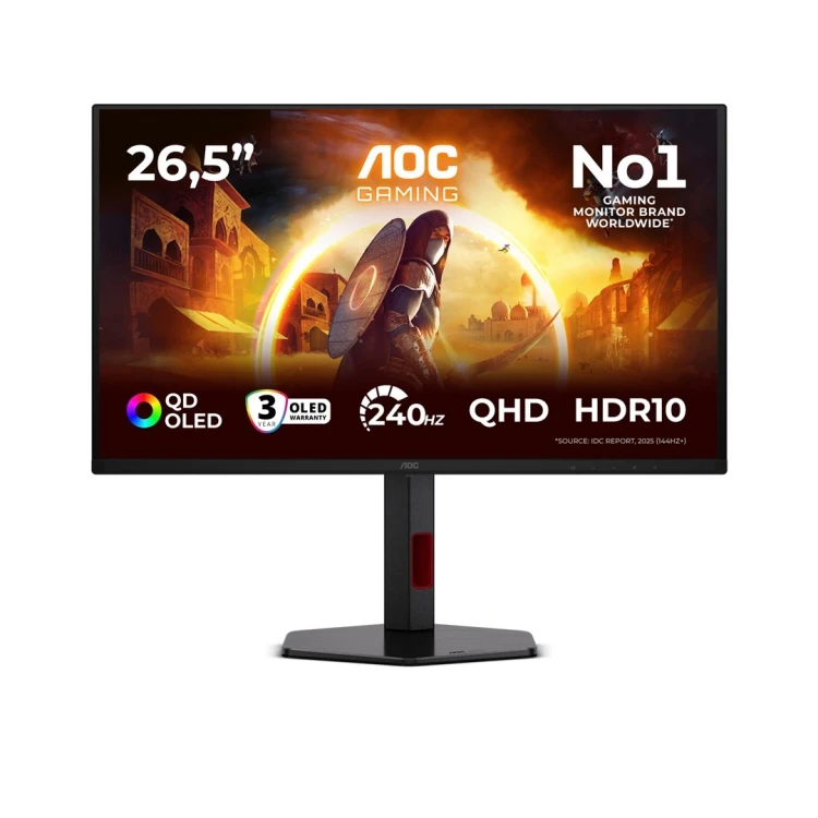 AOC G4 Q27G4ZDR monitor komputerowy 67,3 cm (26.5") 2560 x 1440 px Quad HD QD-OLED Czarny, Czerwony