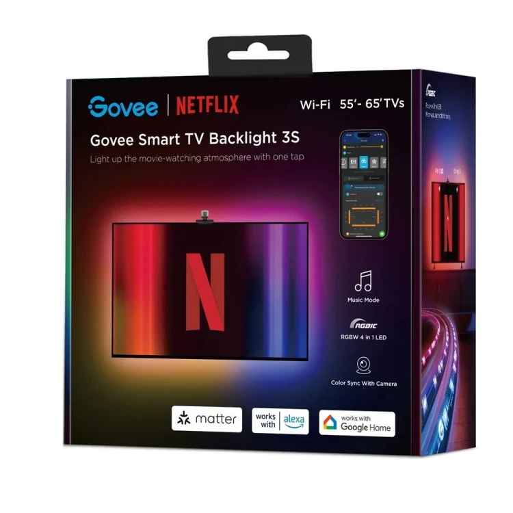 Govee TV Backlight Taśma LED do telewizora 55-65 cali, RGBIC, Wi-Fi + Bluetooth H6098CD1